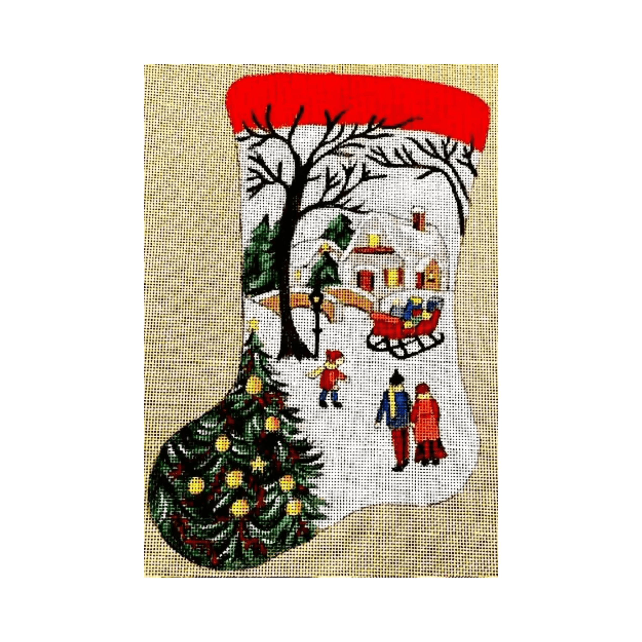 La Chaussette "Promenade de Noël" - Annie Bouquet, Tapisserie De France