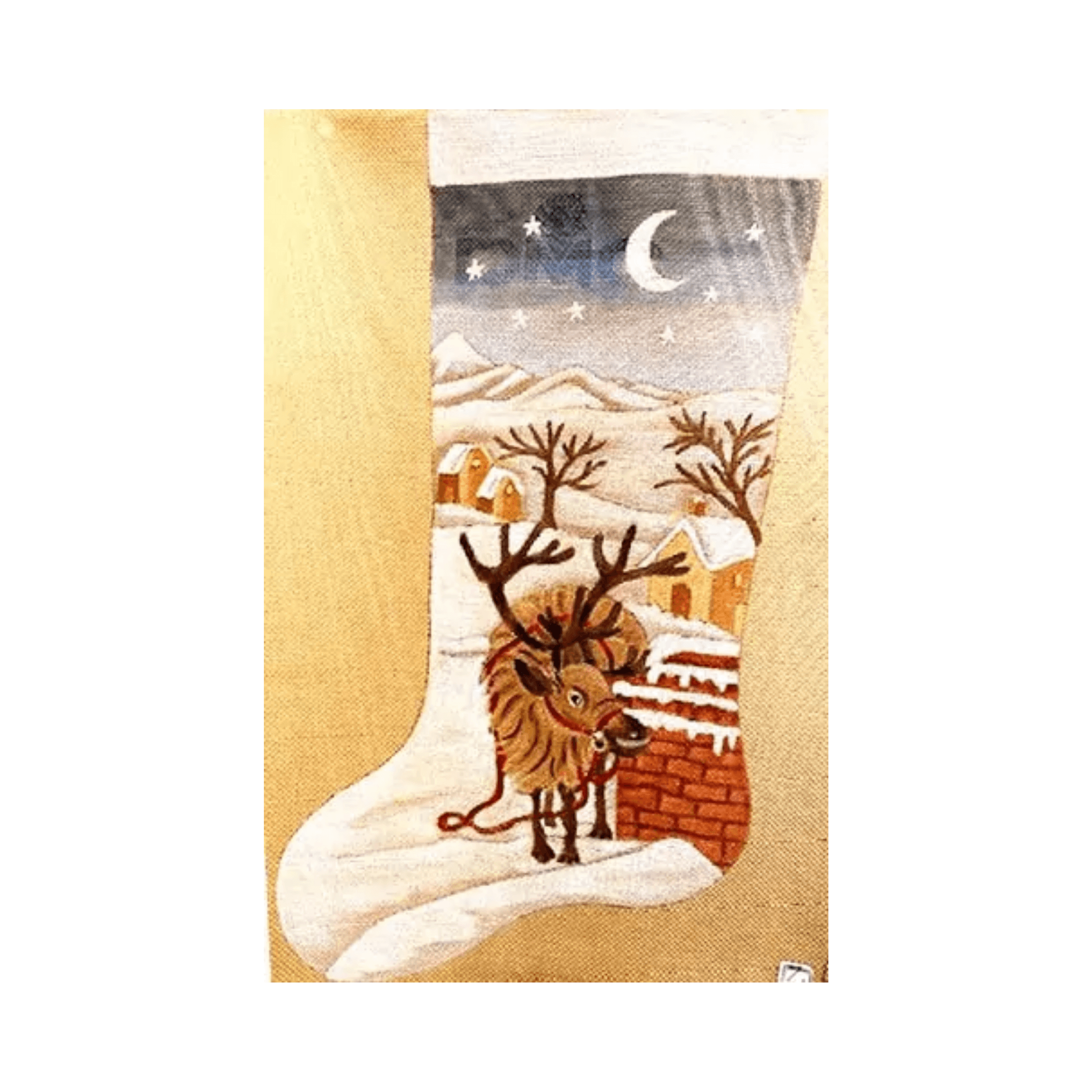 La Chaussette "Renne de Noël" - Annie Bouquet, Tapisserie De France