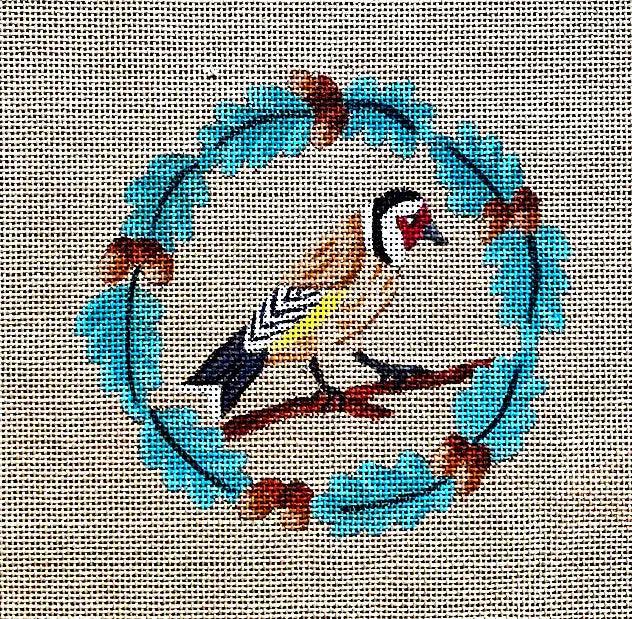 La Chardonneret — Hand-painted needlepoint canvas by Annie Bouquet, Paris