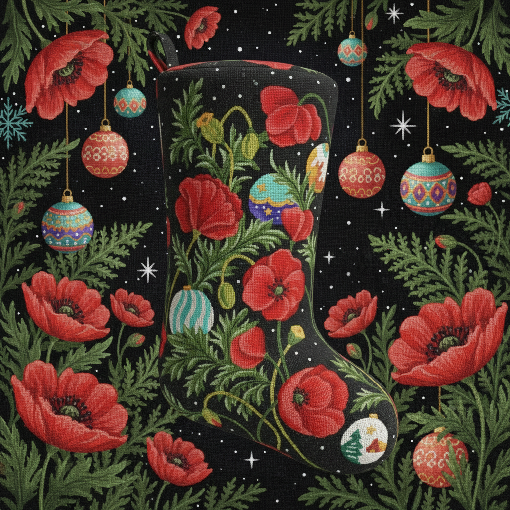 THE CHRISTMAS STOCKING "FESTIVE POPPIES"