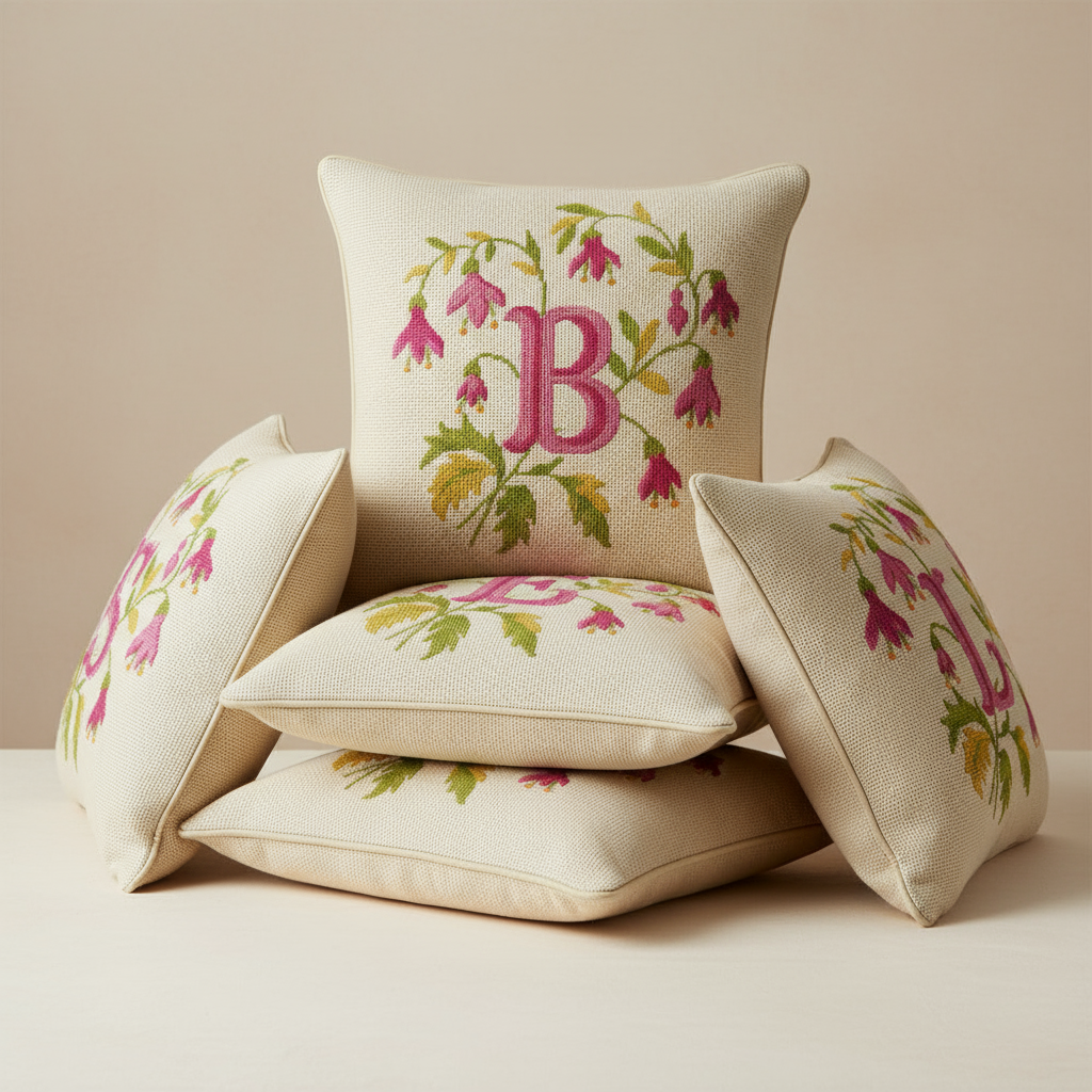 INITIALS IN PINK FUCHSIAS