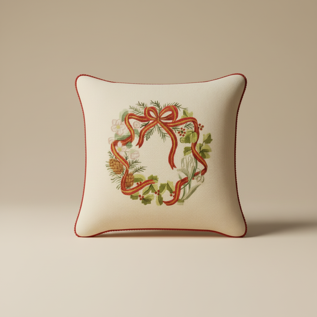 Couronne d’hiver au ruban noué