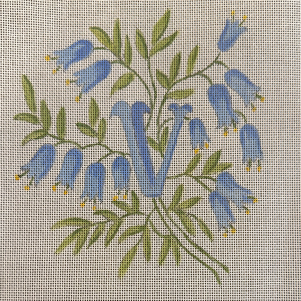 INITIALS IN BLUE BELL-SHAPED FLOWERS