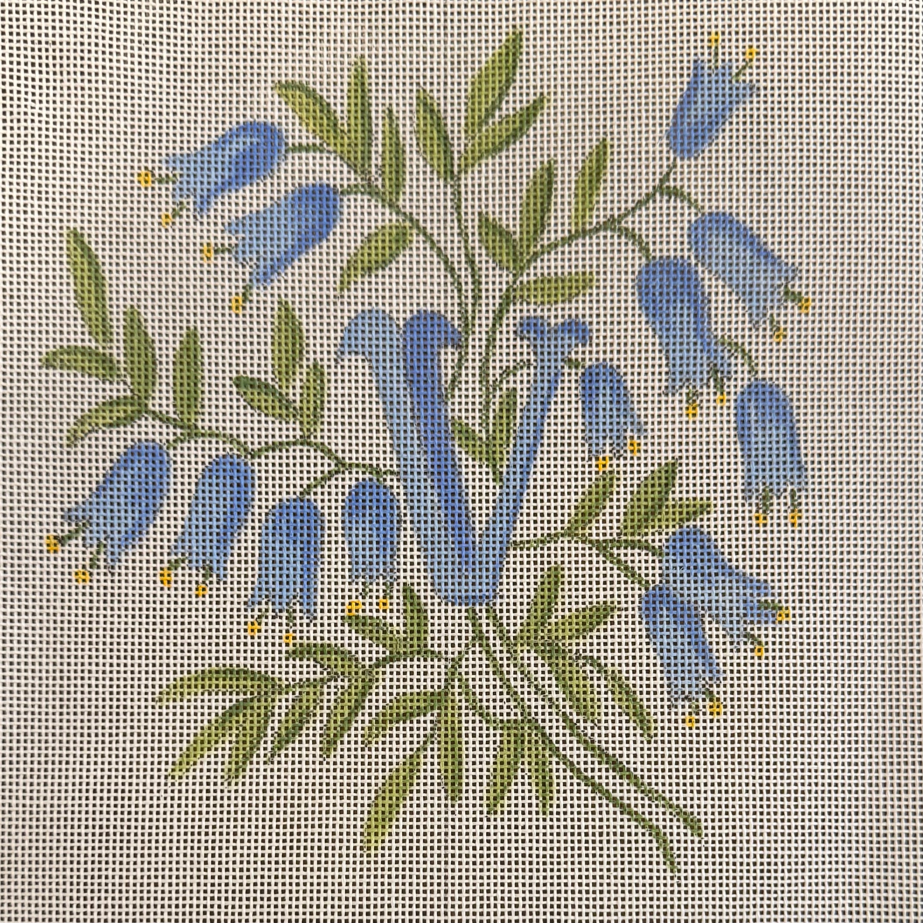 INITIALS IN BLUE BELL-SHAPED FLOWERS