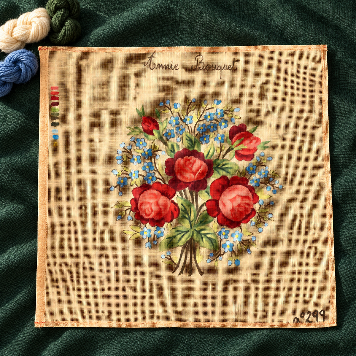 Bouquet de roses aux myosotis