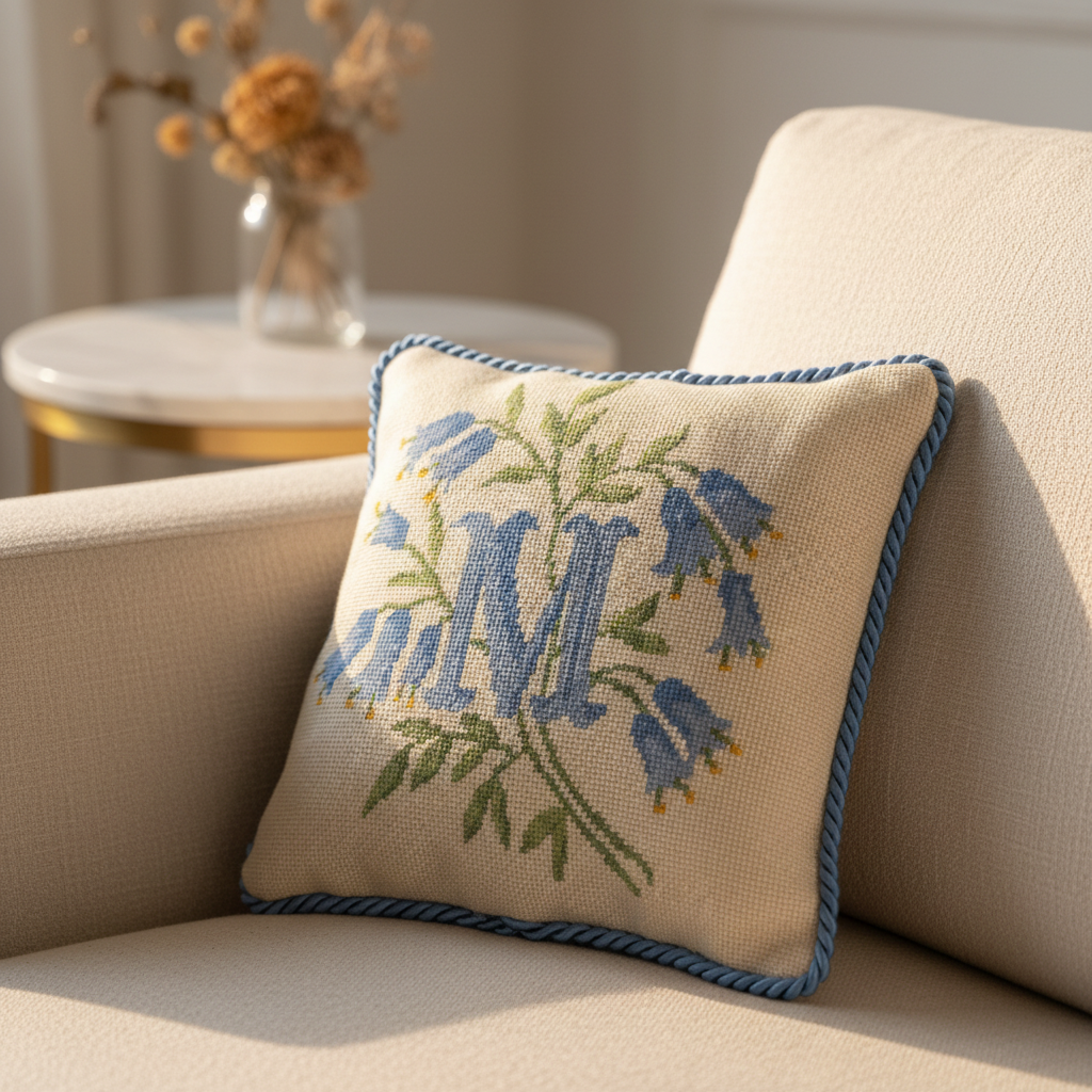 INITIALES EN CLOCHETTES BLEUS