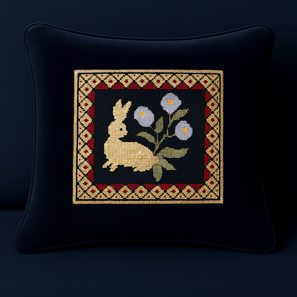 THE RABBIT WITH BLUE FLOWERS