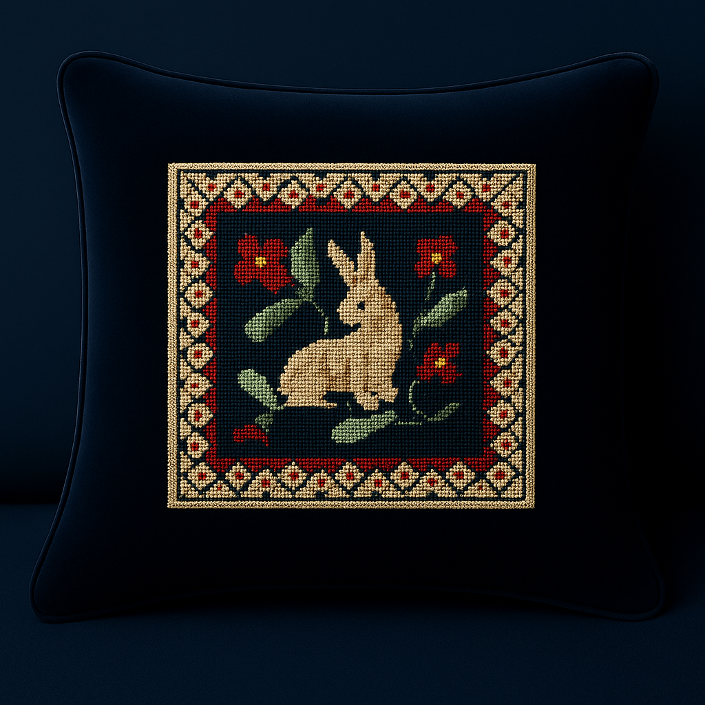 THE RABBIT WITH RED FLOWERS