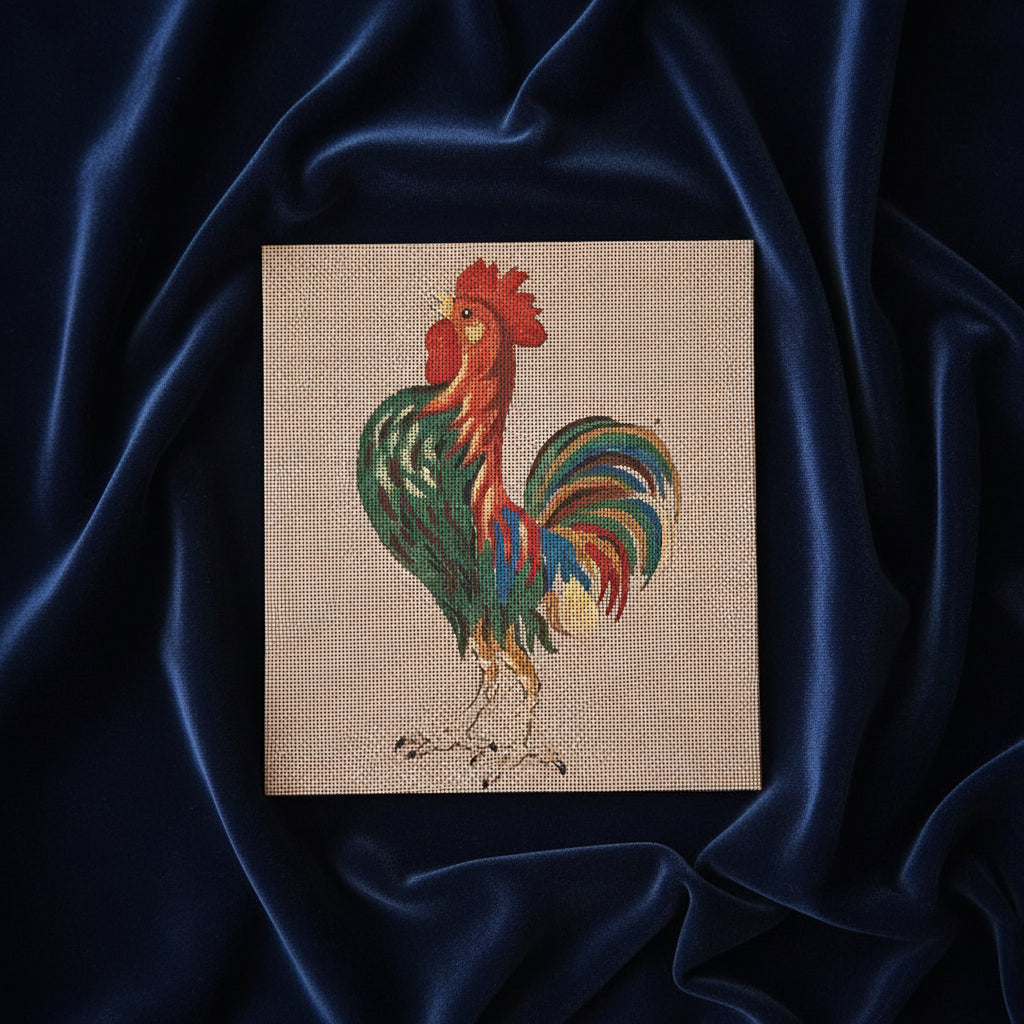Canevas peint main Le coq de fantaisie
