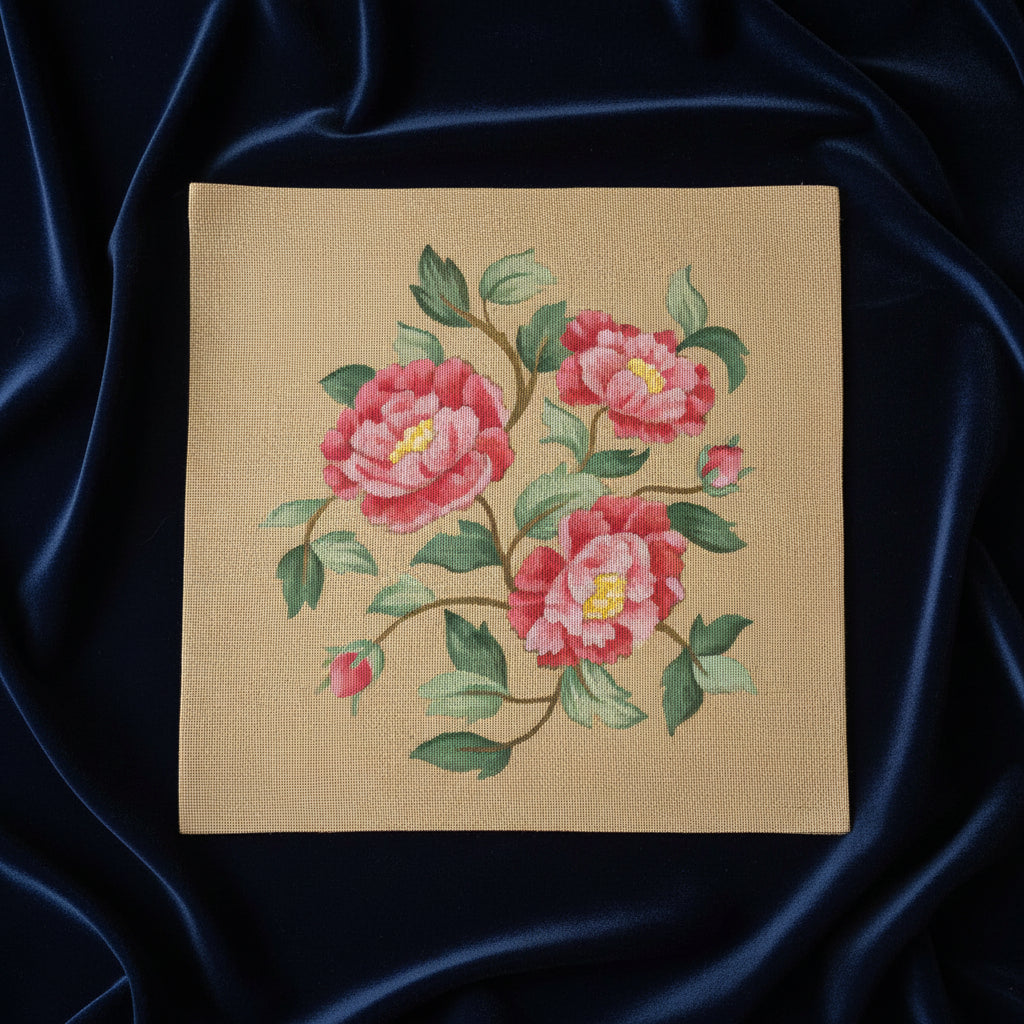 Canevas peint main Les pivoines a la branche