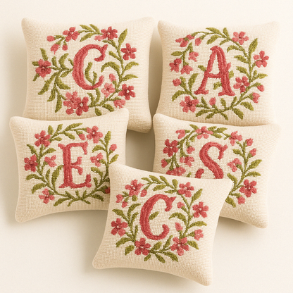 INITIALS IN PINK GERANIUMS
