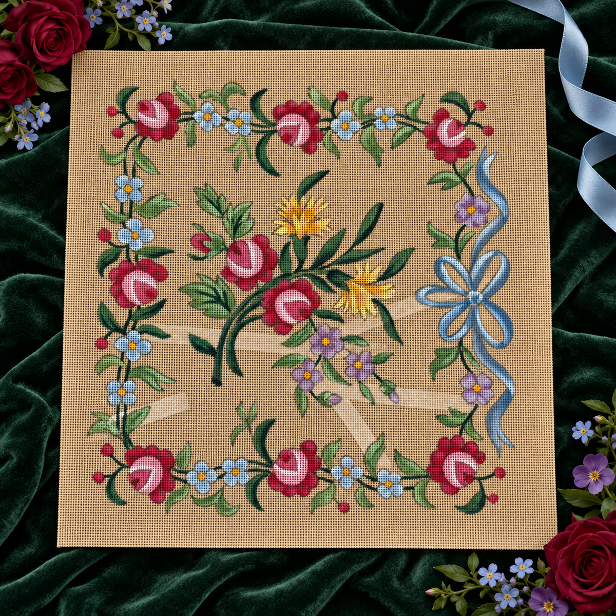 La couronne de roses au ruban bleu