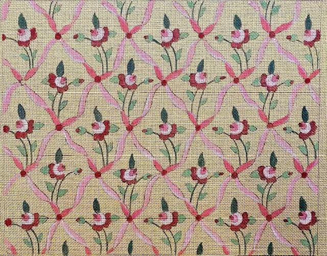 Croisillon Floral en rose Louis XVI - Annie Bouquet, Tapisserie De France 