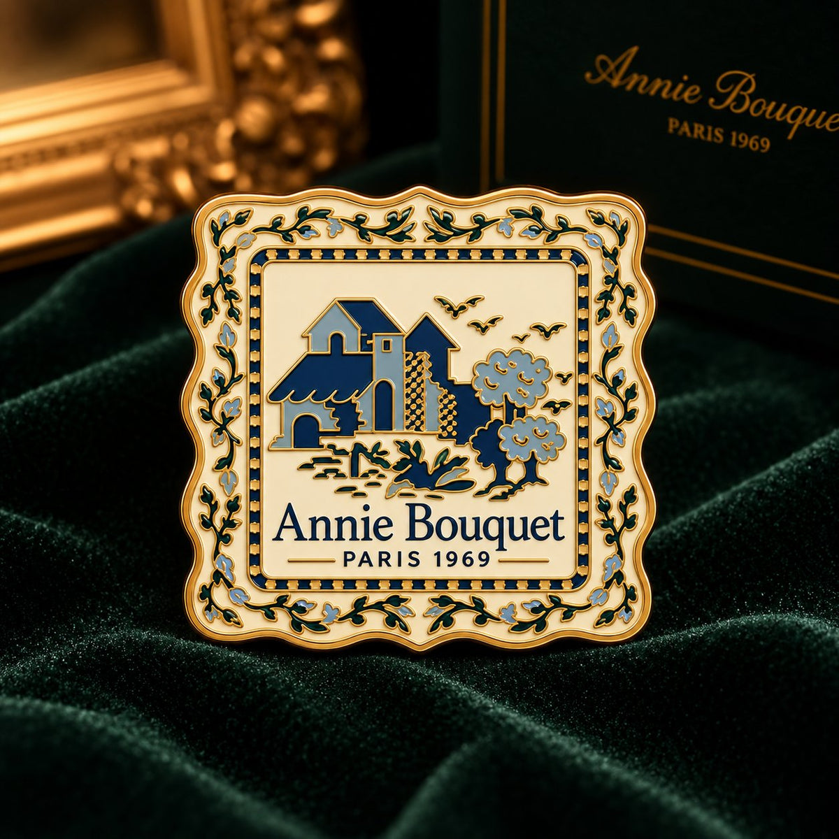 Porte-aiguille aimanté Le Village Bleu, Annie Bouquet