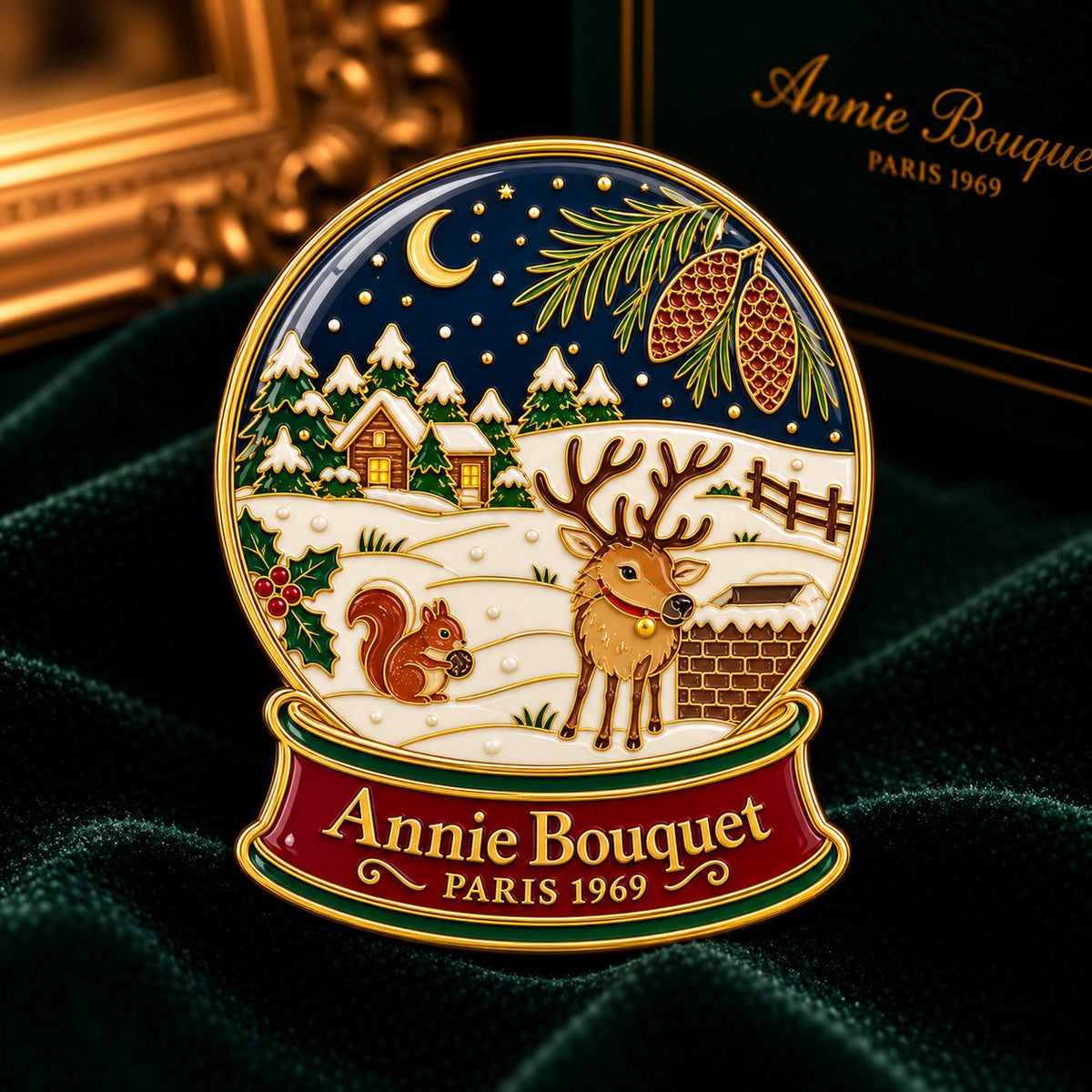 Porte-aiguille aimanté La Boule à Neige au Renne, Annie Bouquet