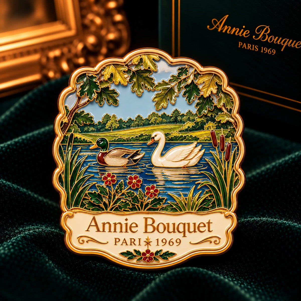 Porte-aiguille aimanté Le Cygne et le Colvert, Annie Bouquet